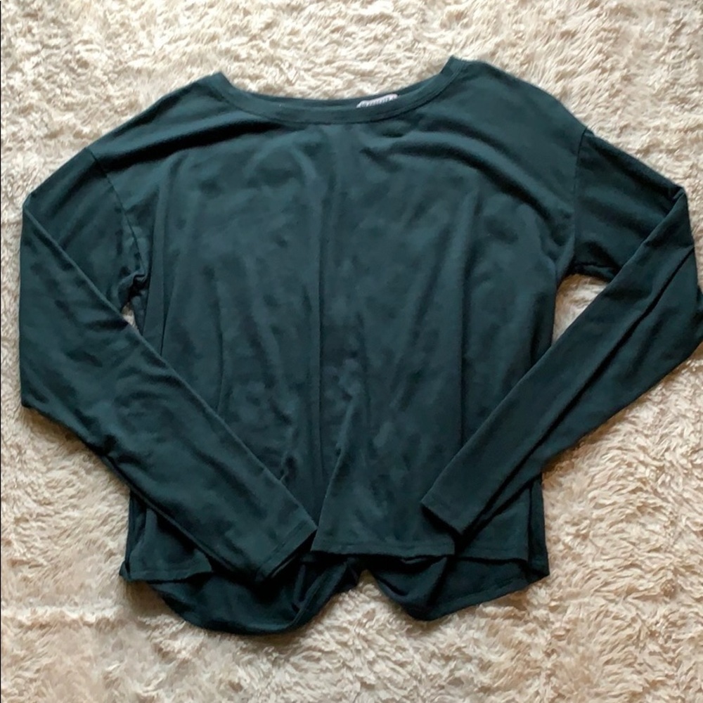 Forever 21 Dark Forest Green Open Back Shirt